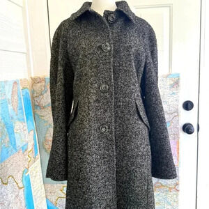 LONDON FOG Tweed Single Breasted Jacket Sz Large Black White Women’s Coat